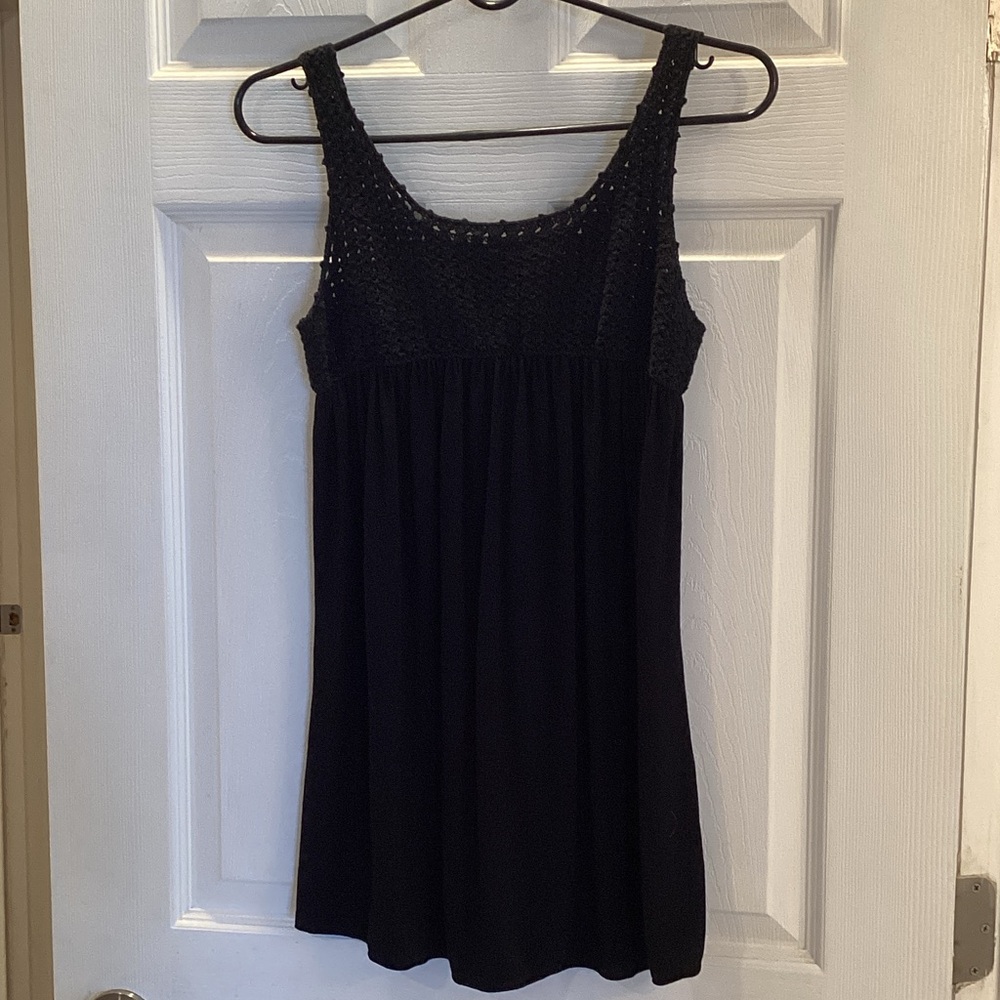 Max Studio Black Crochet Swim Coverup